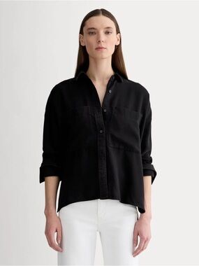 Everlane women’s The Boxy Overshirt In Butter-Soft Shacket black Sz L NWT